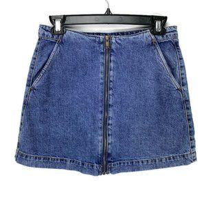 Zara Zip Front Denim Mini Skirt
